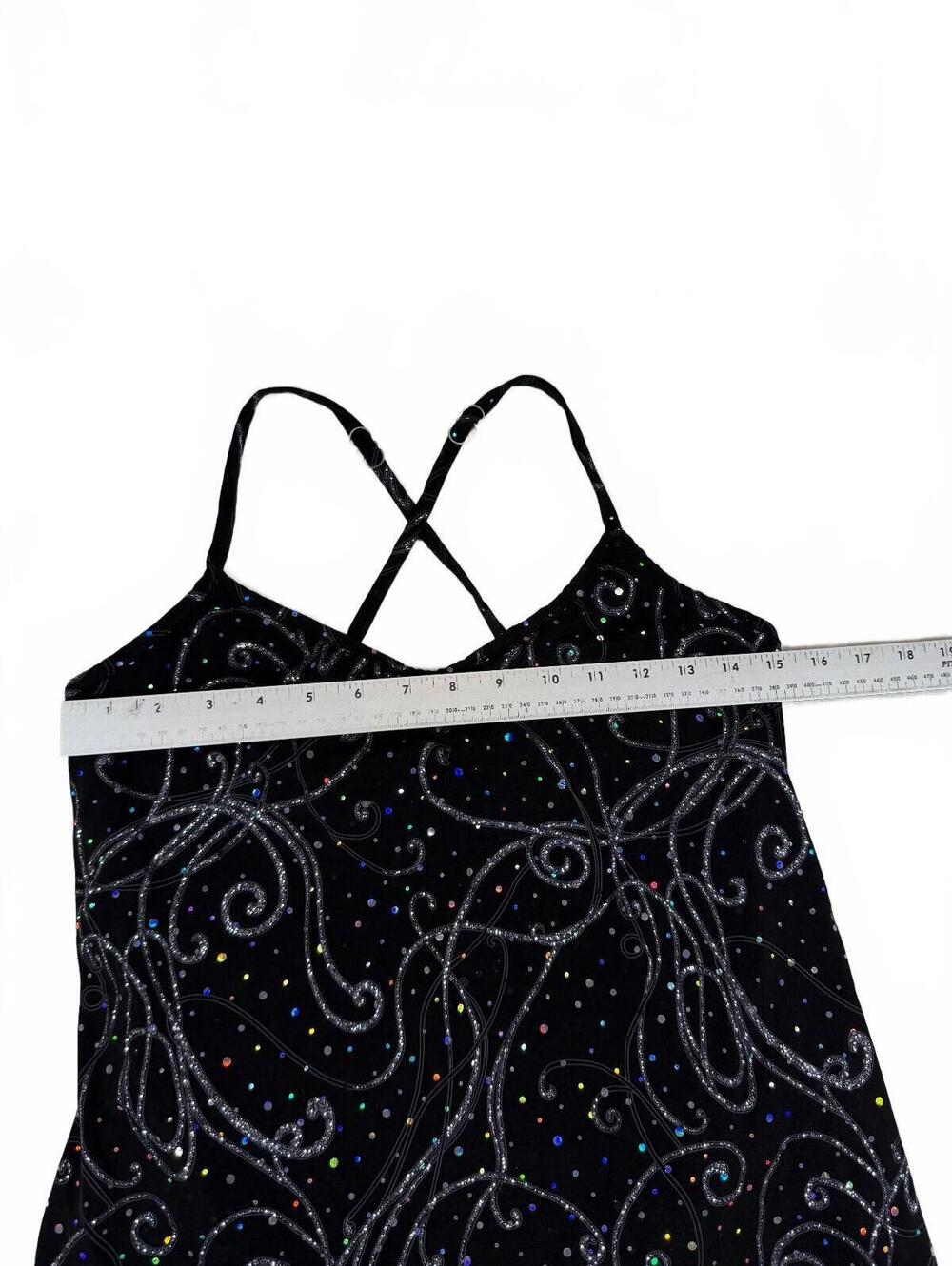 Y2K Micro Mini Black Embellished Dress Size S - Picture 4 of 7